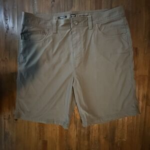 Hiking Travel Shorts prAna Brion II Mens 38 Khaki Stretch Outdoor 9" Inseam
